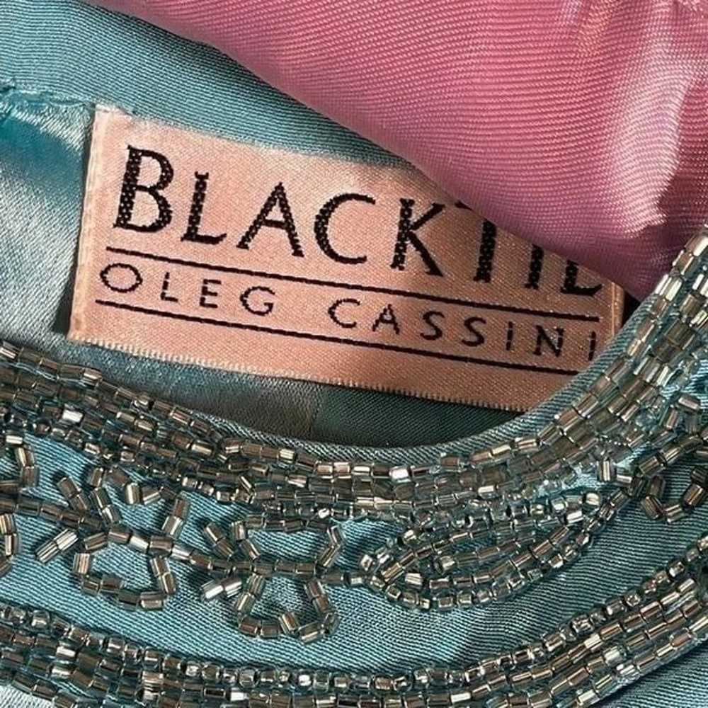 Vintage Black Tie Oleg Cassini Blue Beaded Full L… - image 12