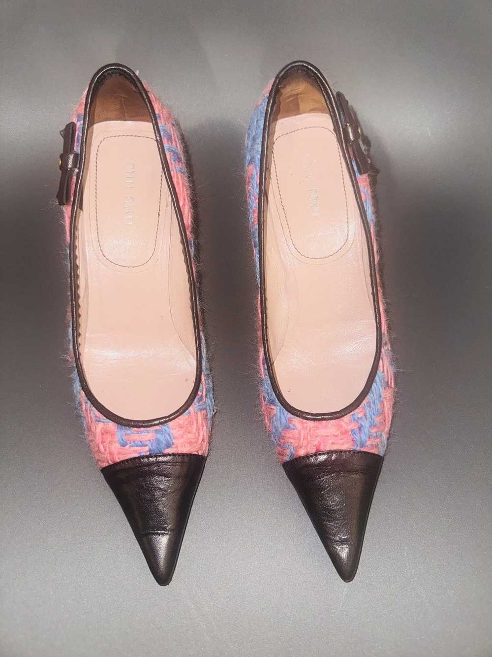 Miu Miu Miu Miu Wool Colorblock Pattern Pumps siz… - image 2