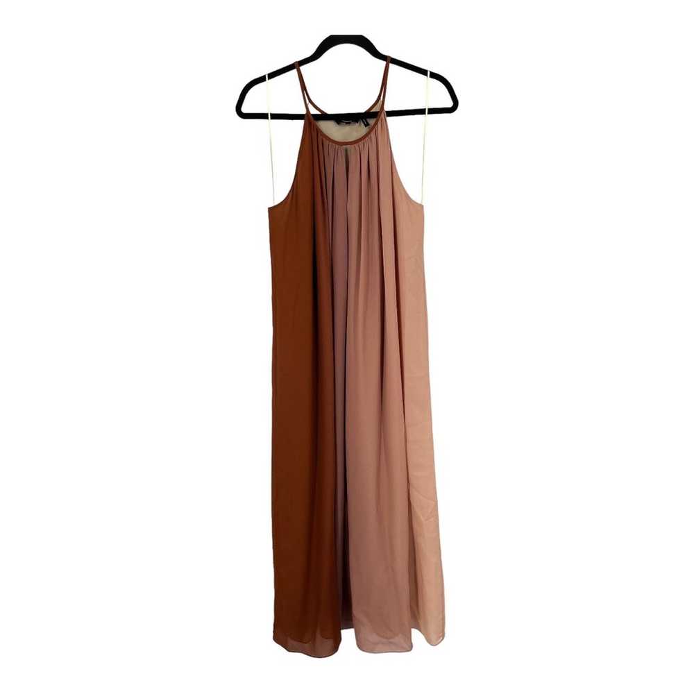 Theory Dress Halter maxi dip dye crepe brown size… - image 1