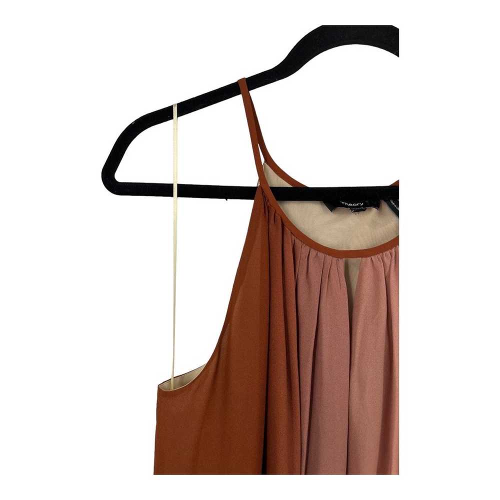 Theory Dress Halter maxi dip dye crepe brown size… - image 2