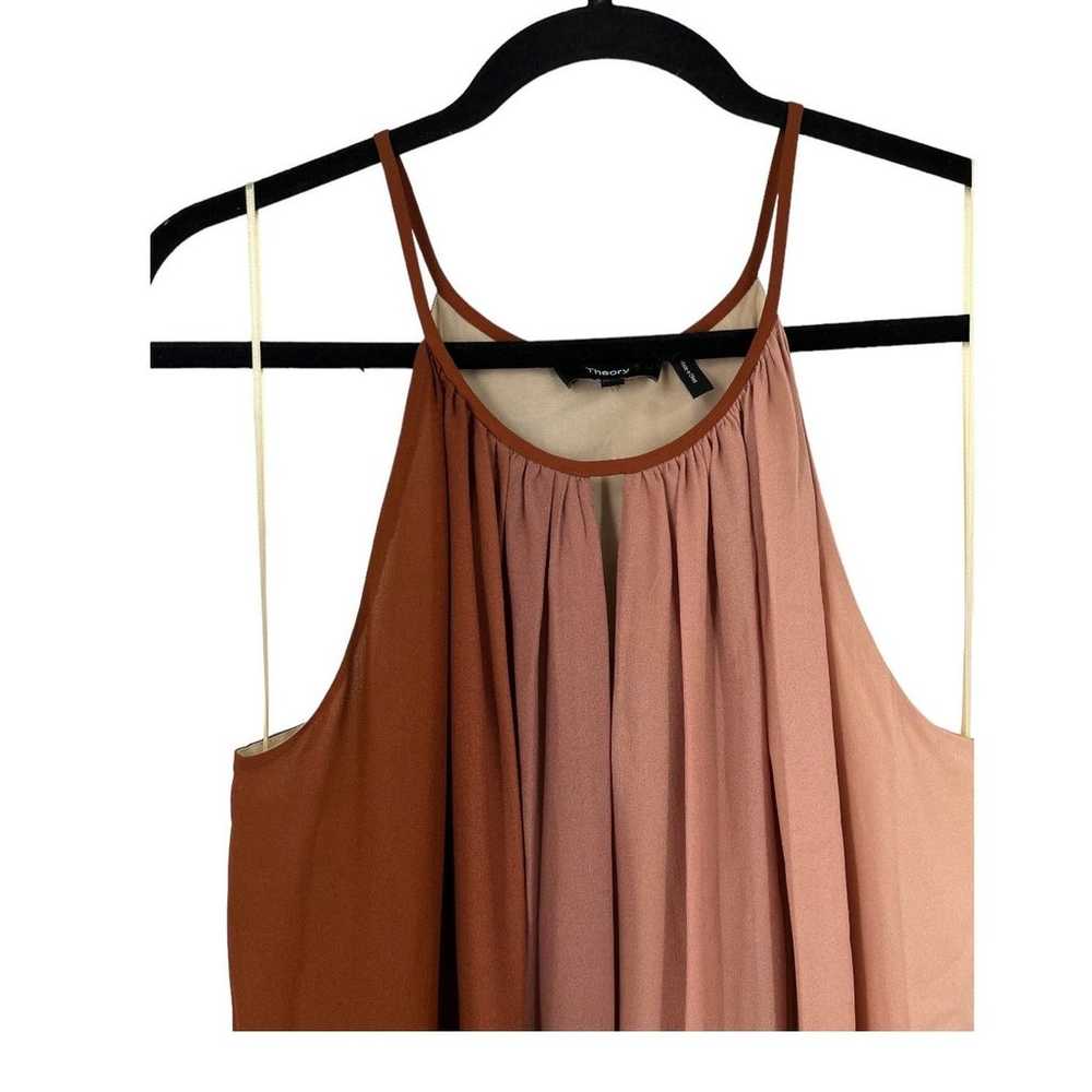 Theory Dress Halter maxi dip dye crepe brown size… - image 3
