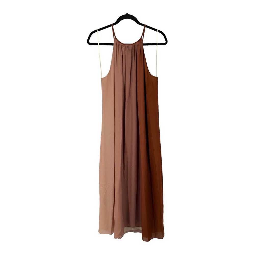 Theory Dress Halter maxi dip dye crepe brown size… - image 4