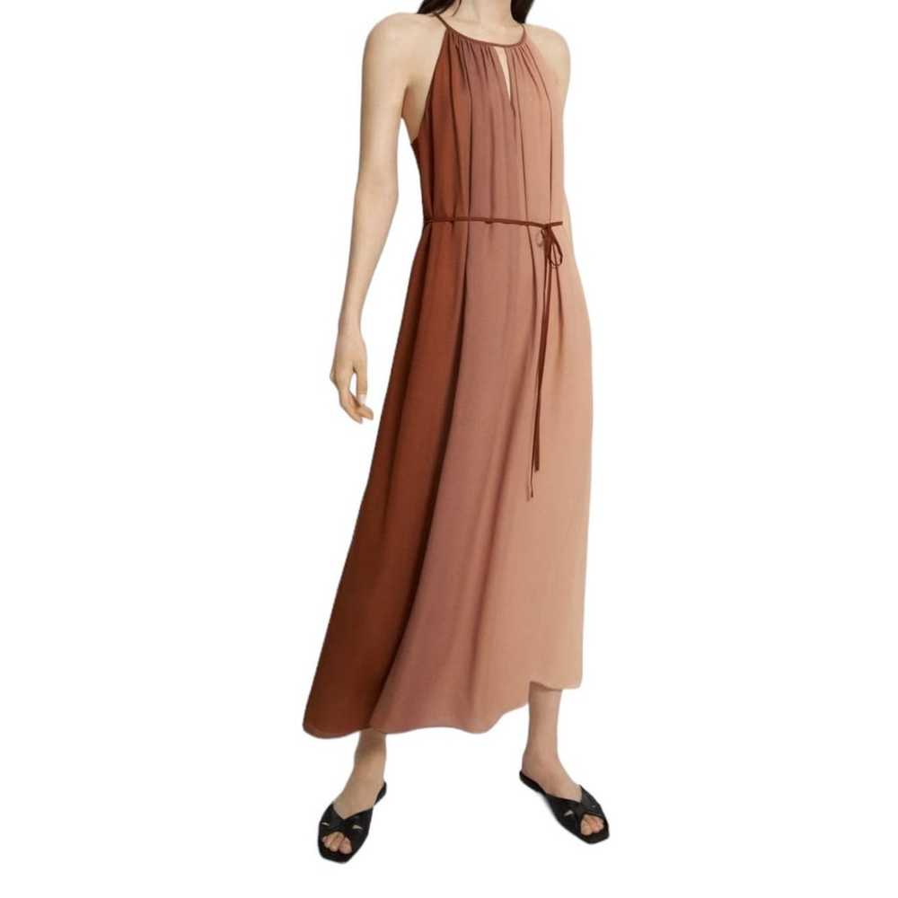 Theory Dress Halter maxi dip dye crepe brown size… - image 8