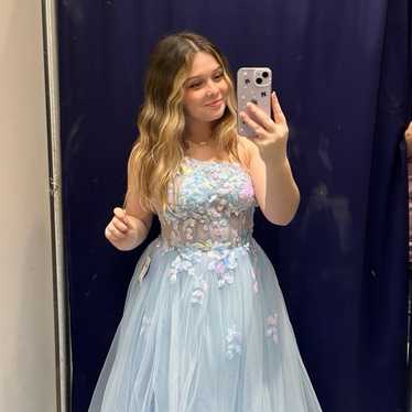 Windsor Blue One Shoulder Sparkly Prom Dress