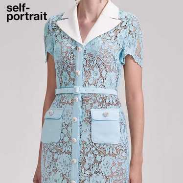 NWOT SELF-PORTRAIT Blue Lace Mini Dress, US 2