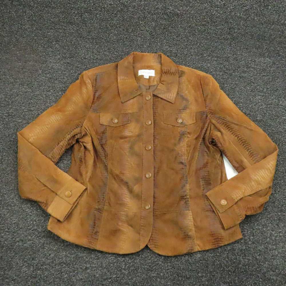 Vintage Erin London Jacket Womens Large Brown Sna… - image 1