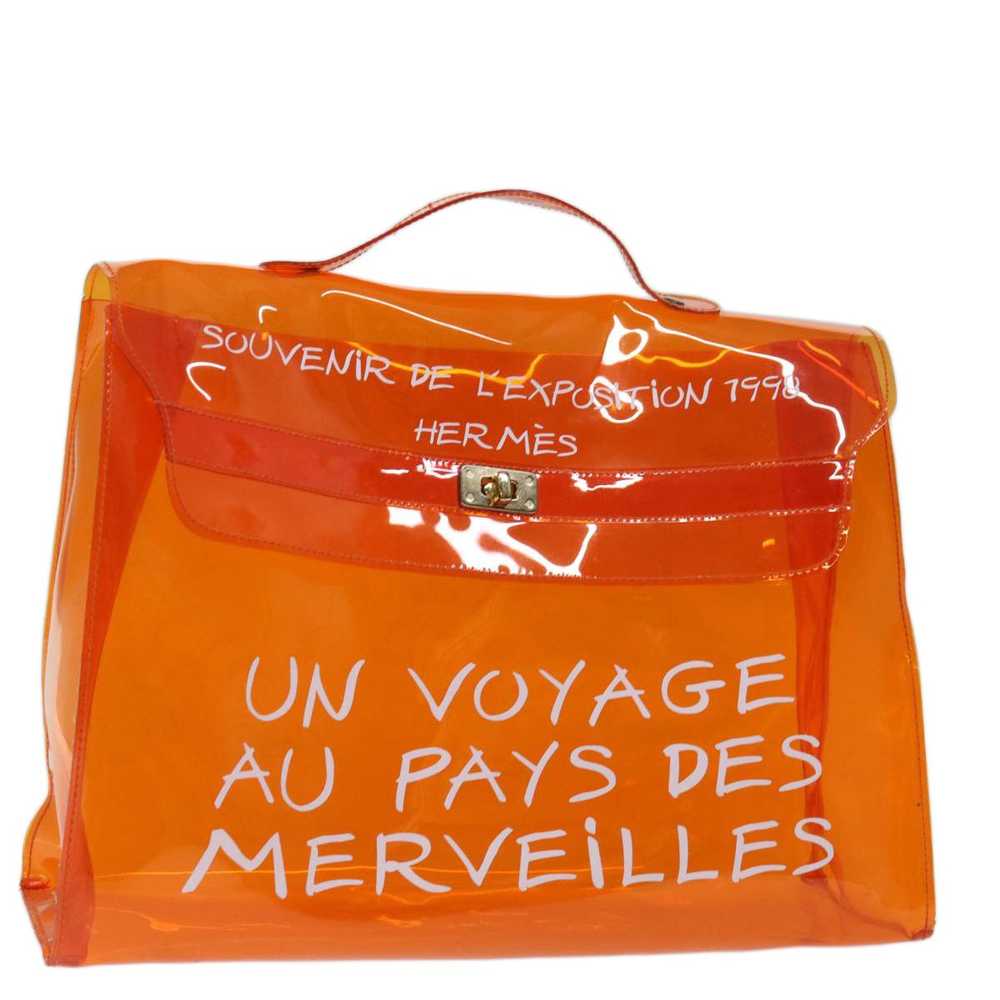 Hermes HERMES Vinyl Kelly Hand Bag Vinyl Orange A… - image 1