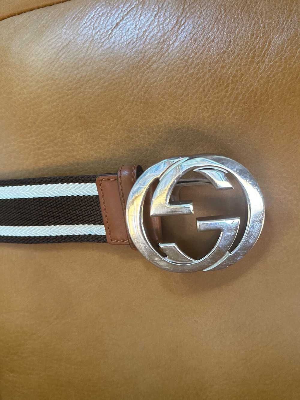 Gucci Gucci Brown/White Fabric and Leather GG Int… - image 2