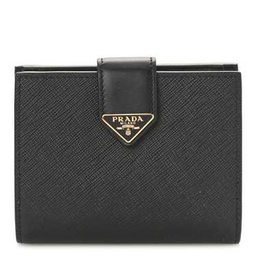PRADA Saffiano Small Triangle Bi-Fold Tab Wallet … - image 1