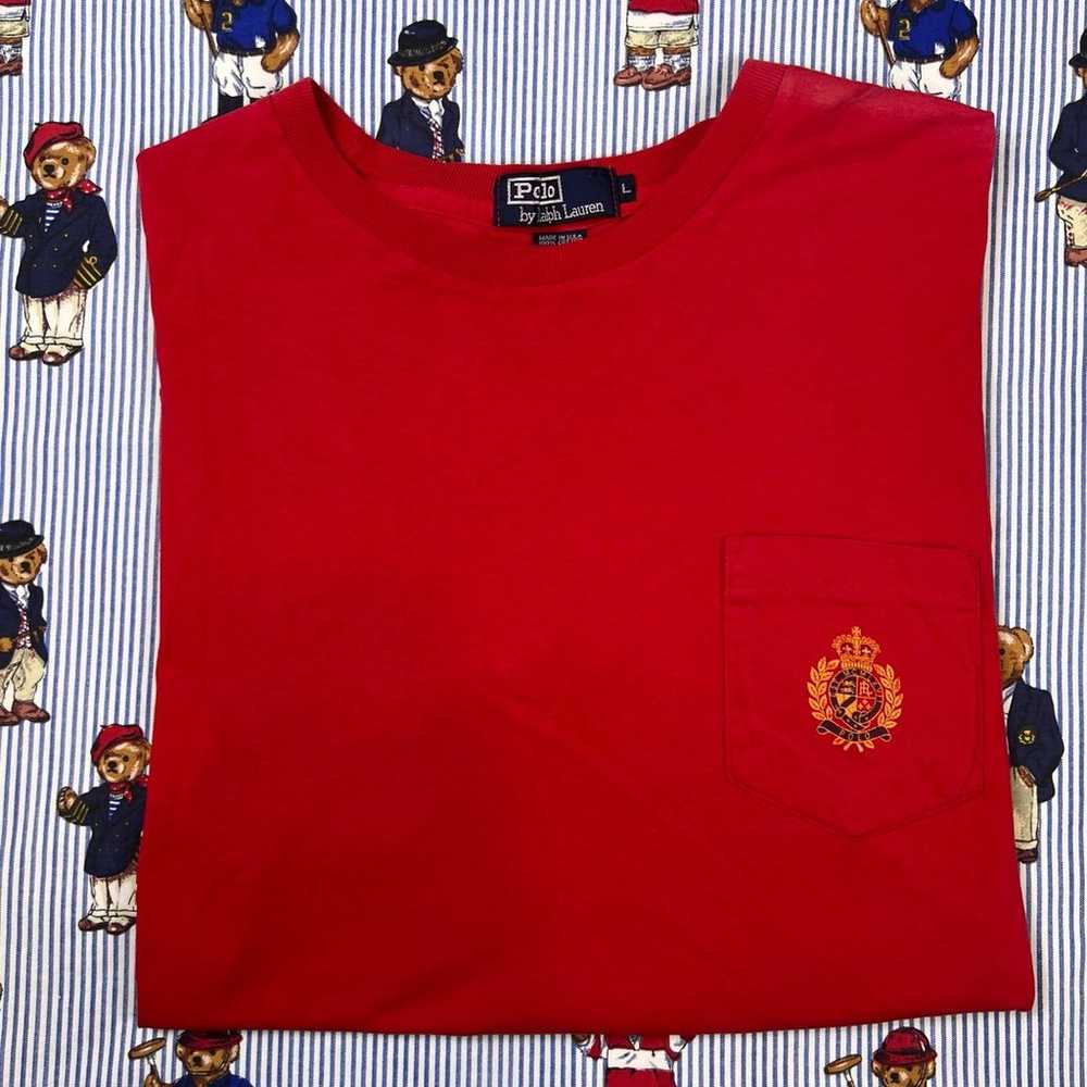 Vintage 90s Polo Ralph Lauren Polo Crest Red Pock… - image 1