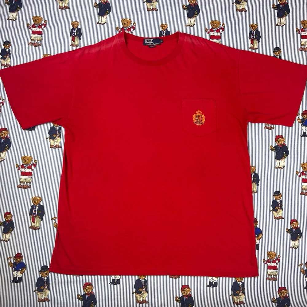 Vintage 90s Polo Ralph Lauren Polo Crest Red Pock… - image 2