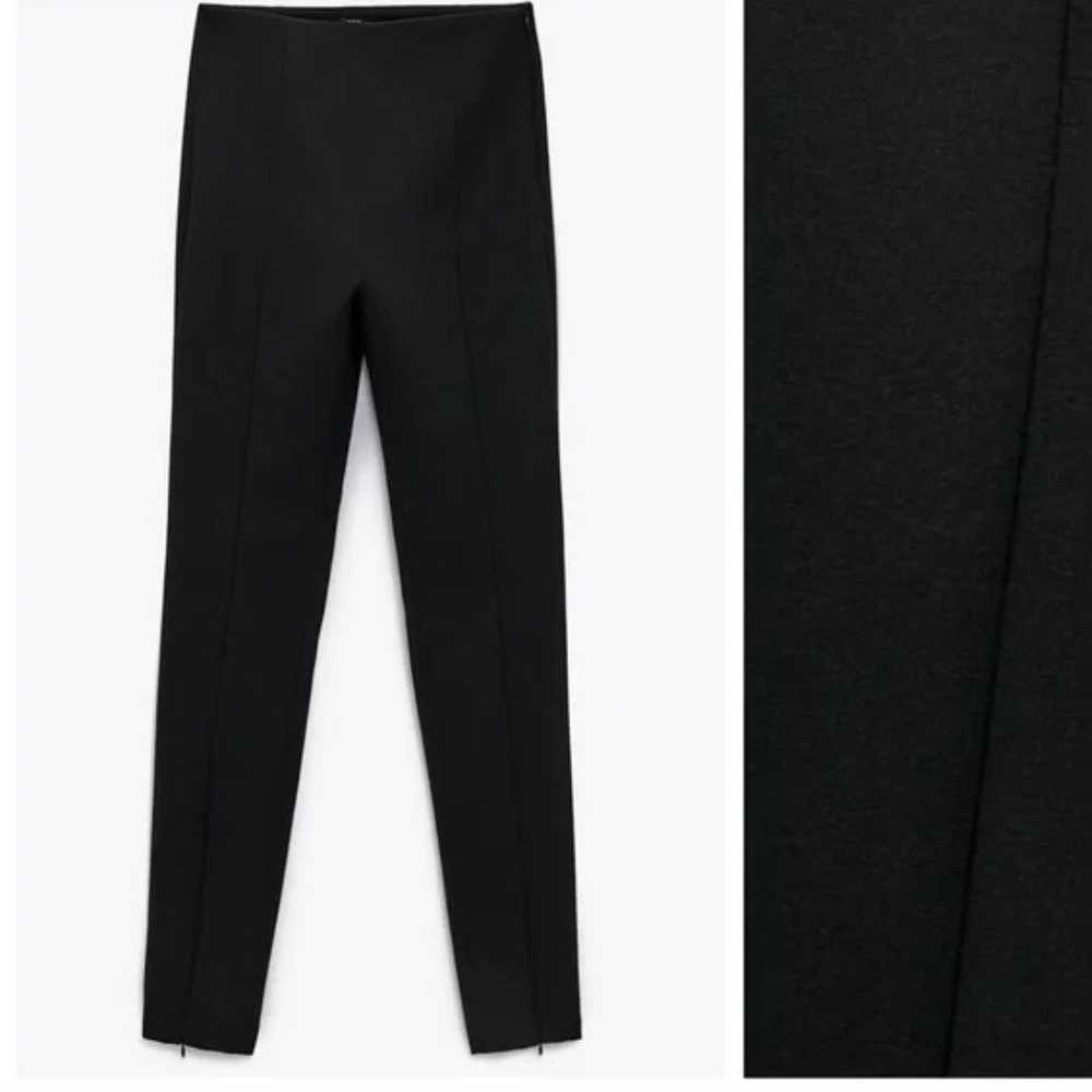 Zara Zara Black High-Waisted Trousers with Front … - image 5
