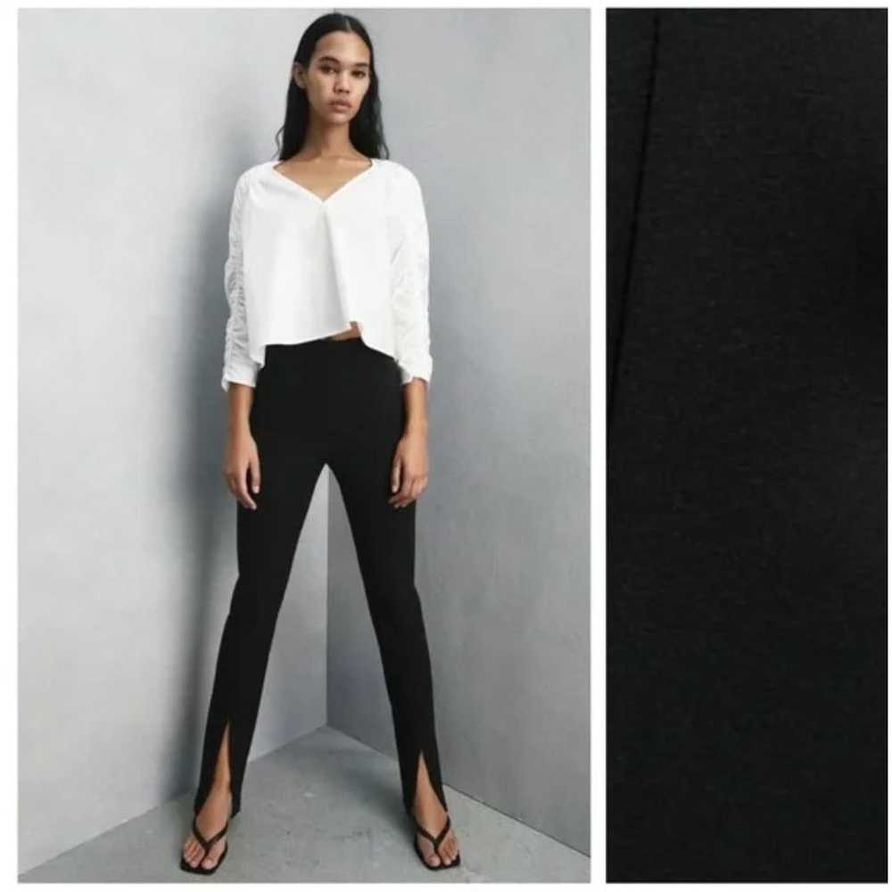 Zara Zara Black High-Waisted Trousers with Front … - image 6