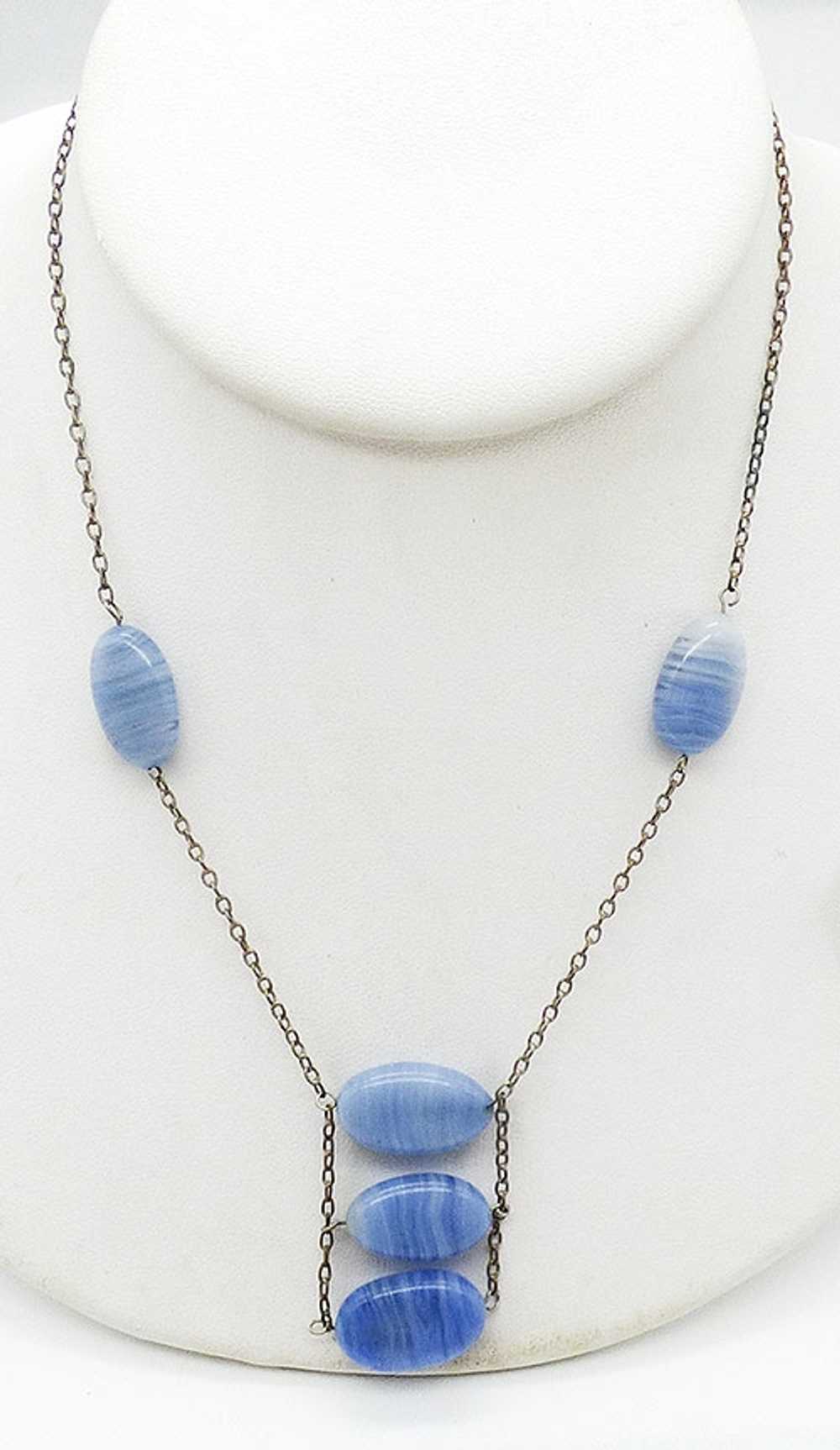 Bue Art Glass Bead Ladder Necklace - image 1