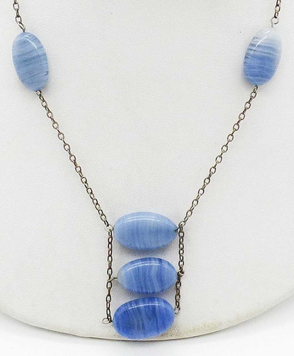 Bue Art Glass Bead Ladder Necklace - image 2