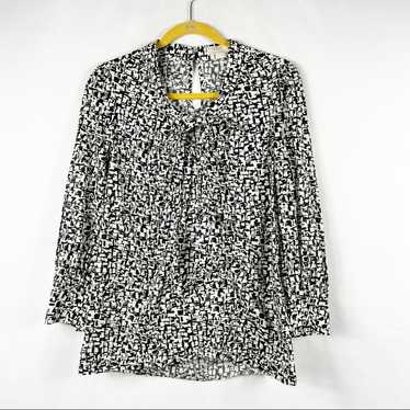 KATE SPADE Black & White Long Sleeve Blouse in Si… - image 1