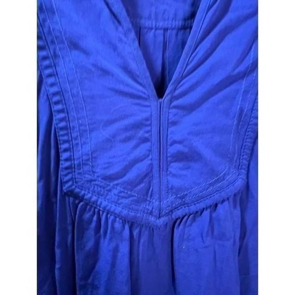 Loft Blouse Split Neck Long Sleeve Blue Medium - image 9