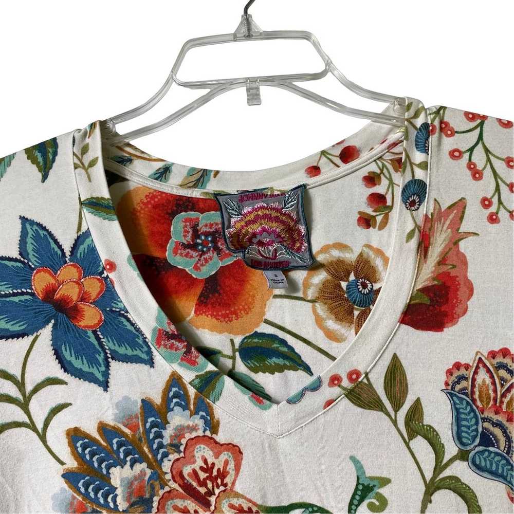 Johnny Was V Neck Floral Print T Shirt Sz S (2557) - image 9