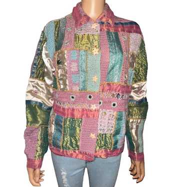 Vintage California Style patchwork buttoned shirt… - image 1