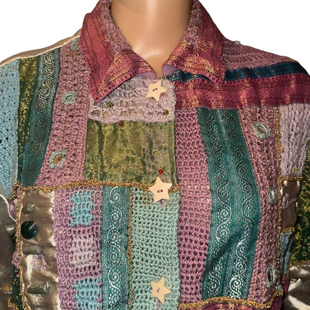 Vintage California Style patchwork buttoned shirt… - image 2