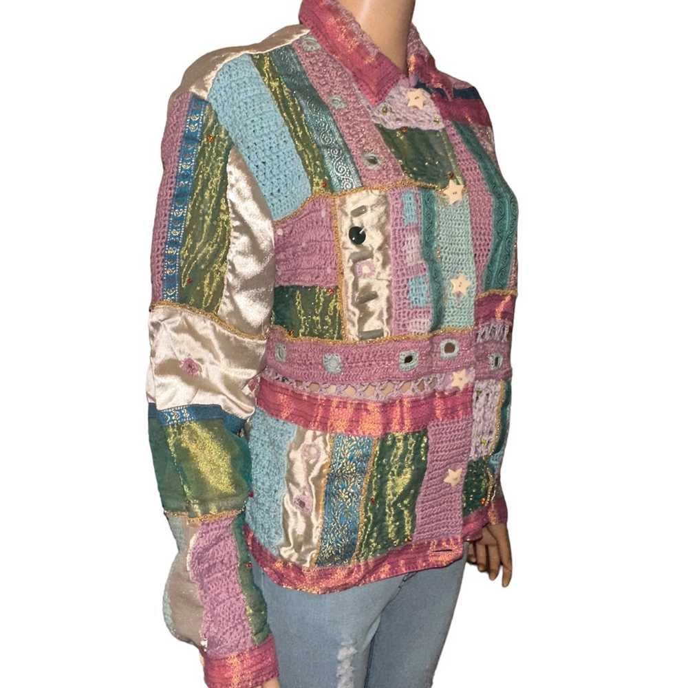 Vintage California Style patchwork buttoned shirt… - image 3