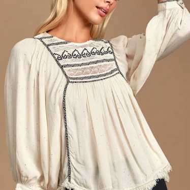 Cyprus Avenue Ivory Embroidered Top Free People
