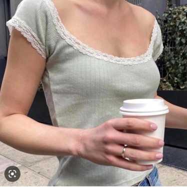 RARE brandy Melville  green lace Eden top