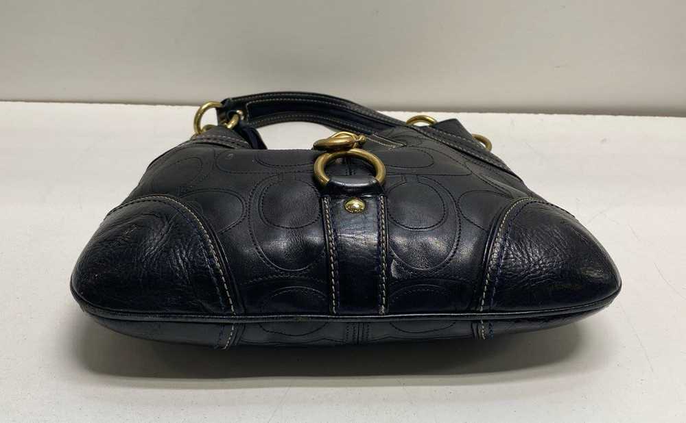 Coach Monogram Signature Leather Shoulder Bag Bla… - image 3