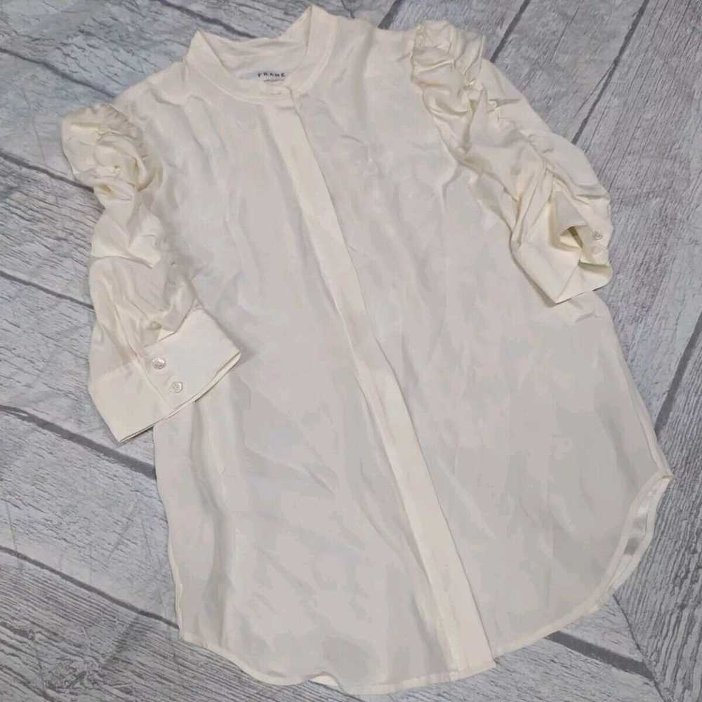 Frame Off White "Gillian" blouse 100% Silk Organza - image 5