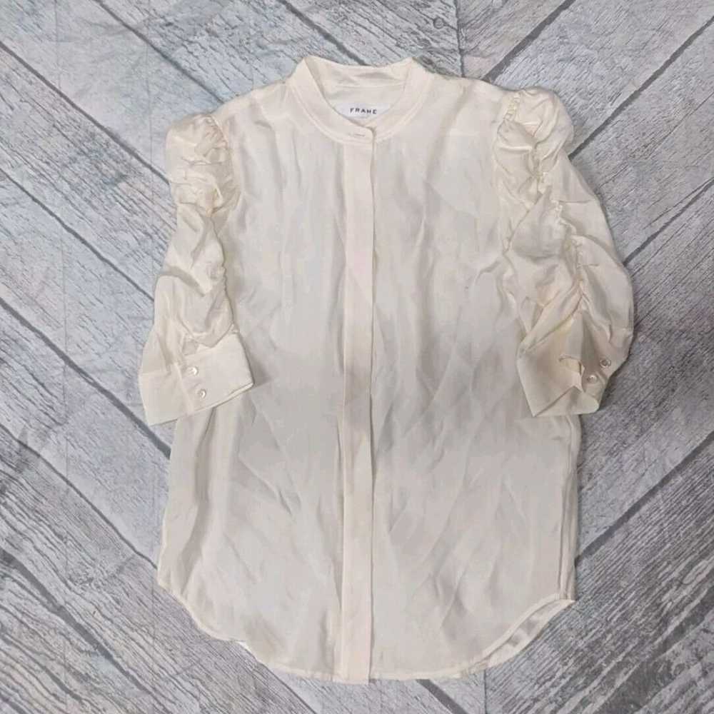 Frame Off White "Gillian" blouse 100% Silk Organza - image 6