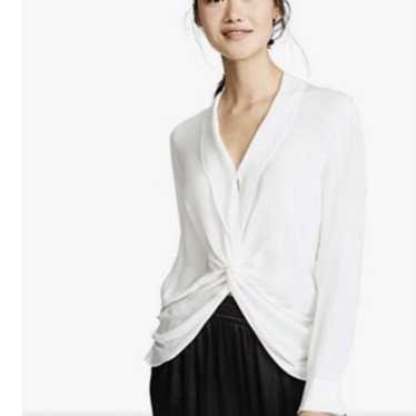 L'Agence 100% White Silk Mariposa  Blouse Top S