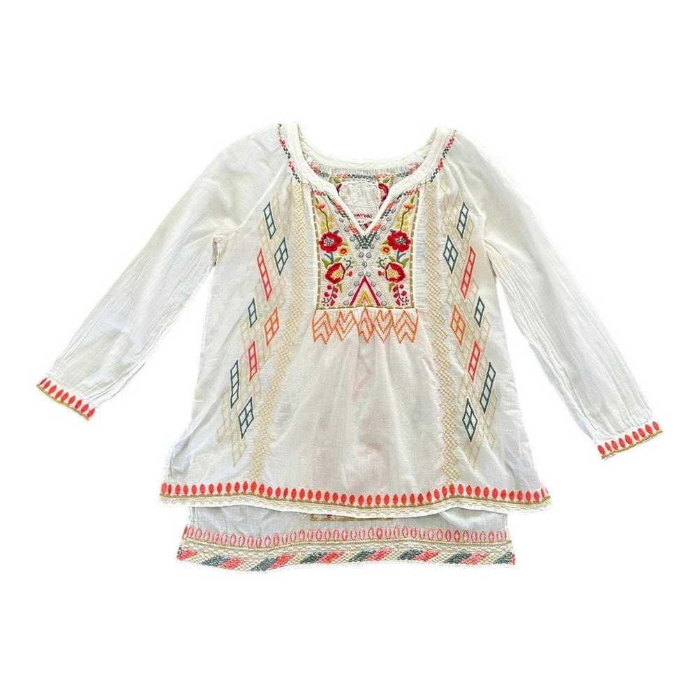 Johnny Was White Boho Cotton Colorful Embroidered… - image 10