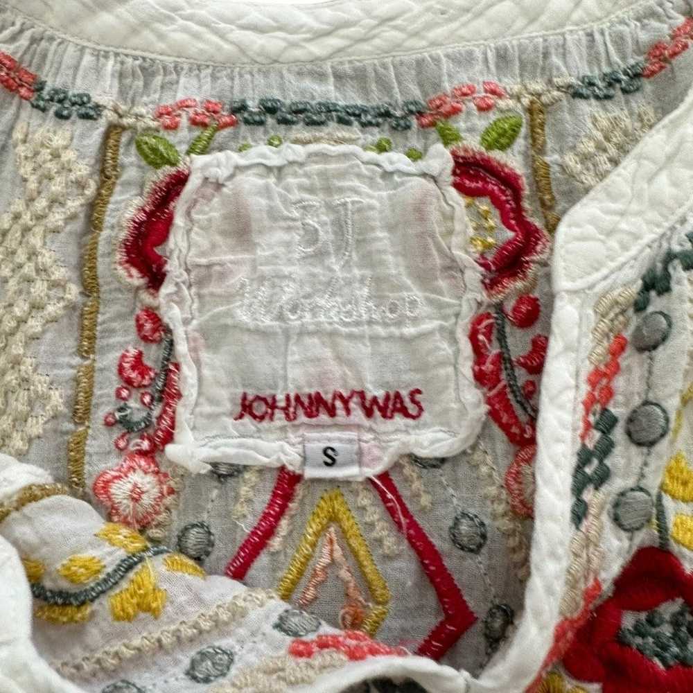 Johnny Was White Boho Cotton Colorful Embroidered… - image 4