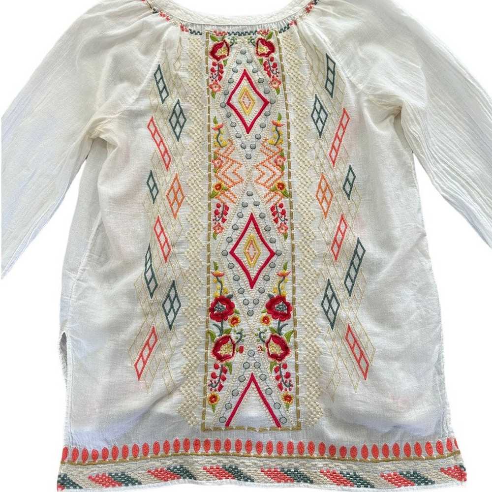 Johnny Was White Boho Cotton Colorful Embroidered… - image 5