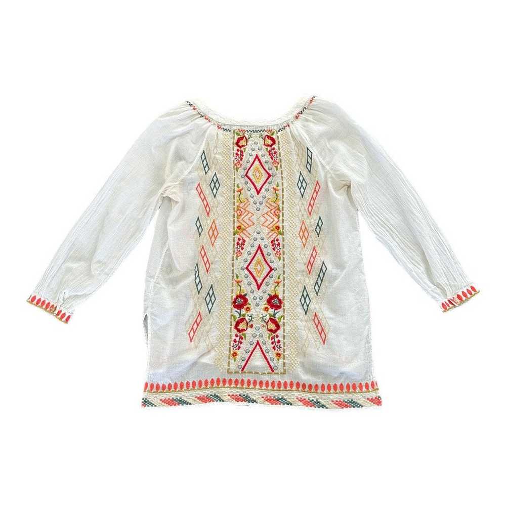 Johnny Was White Boho Cotton Colorful Embroidered… - image 6