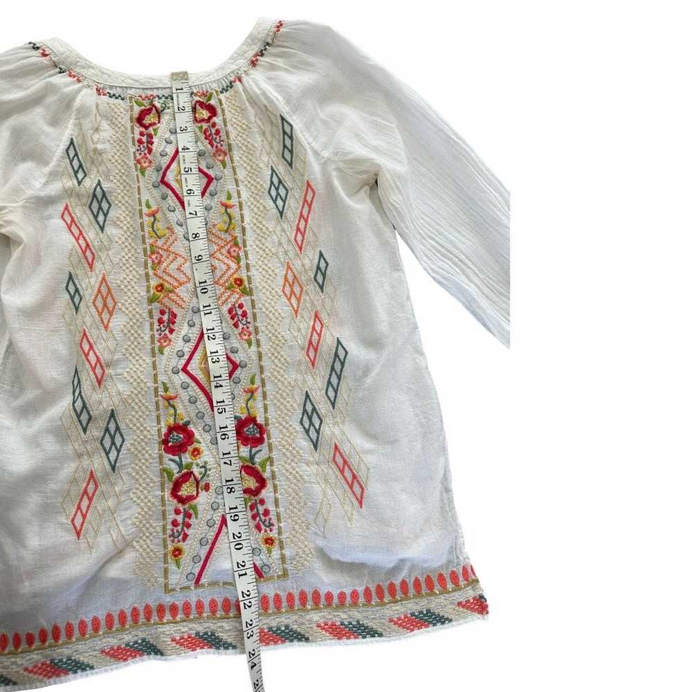 Johnny Was White Boho Cotton Colorful Embroidered… - image 7