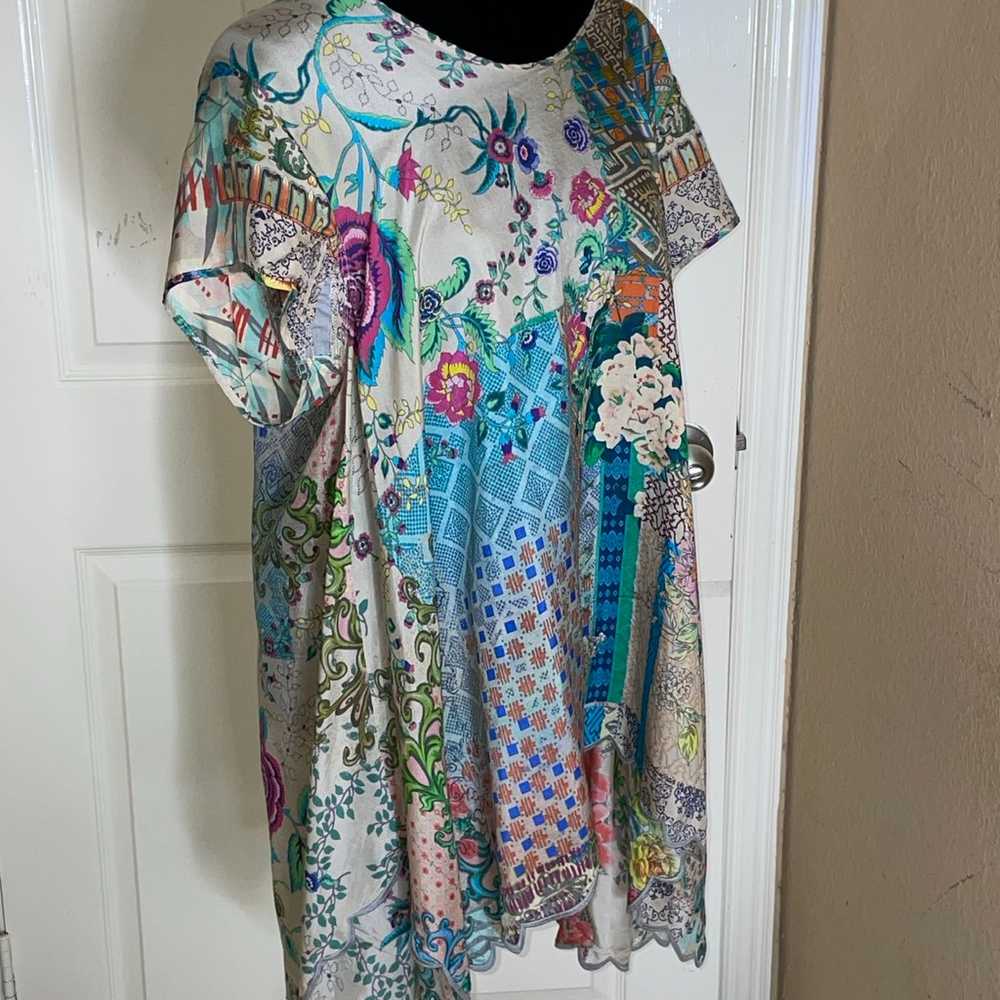JOHNNY WAS Multicolored  Silk Floral Tunic Size L… - image 3