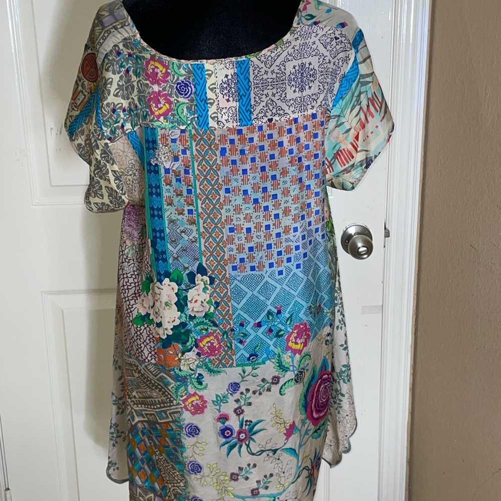 JOHNNY WAS Multicolored  Silk Floral Tunic Size L… - image 4