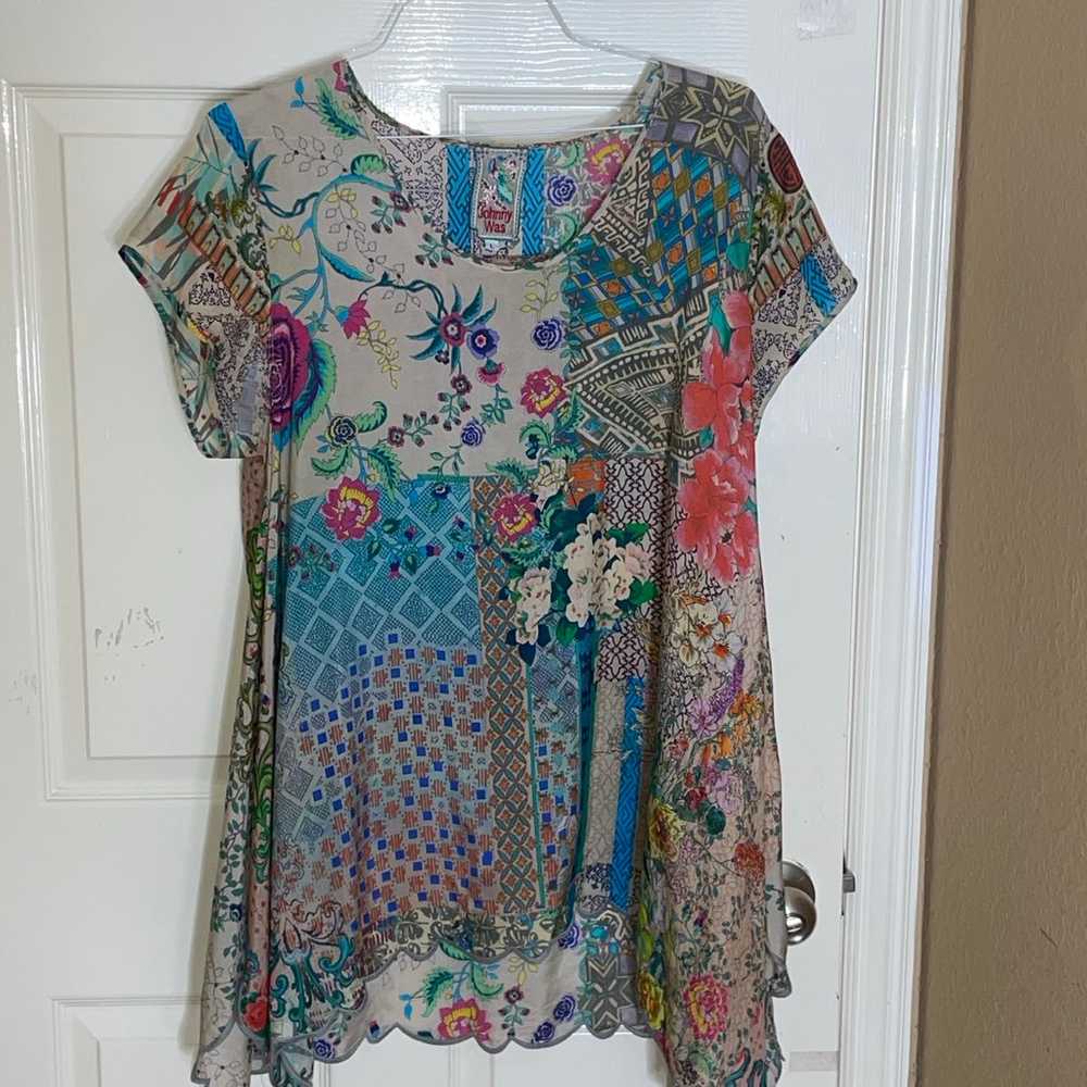 JOHNNY WAS Multicolored  Silk Floral Tunic Size L… - image 8