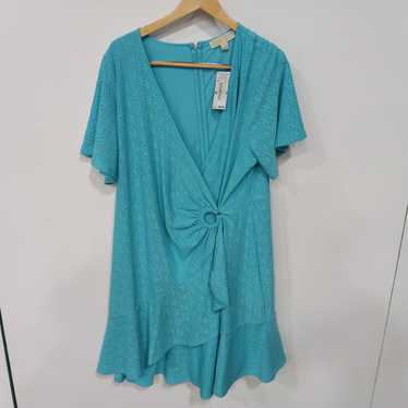 Michael Kors Turquoise Short Sleeve Ruffle Dress S