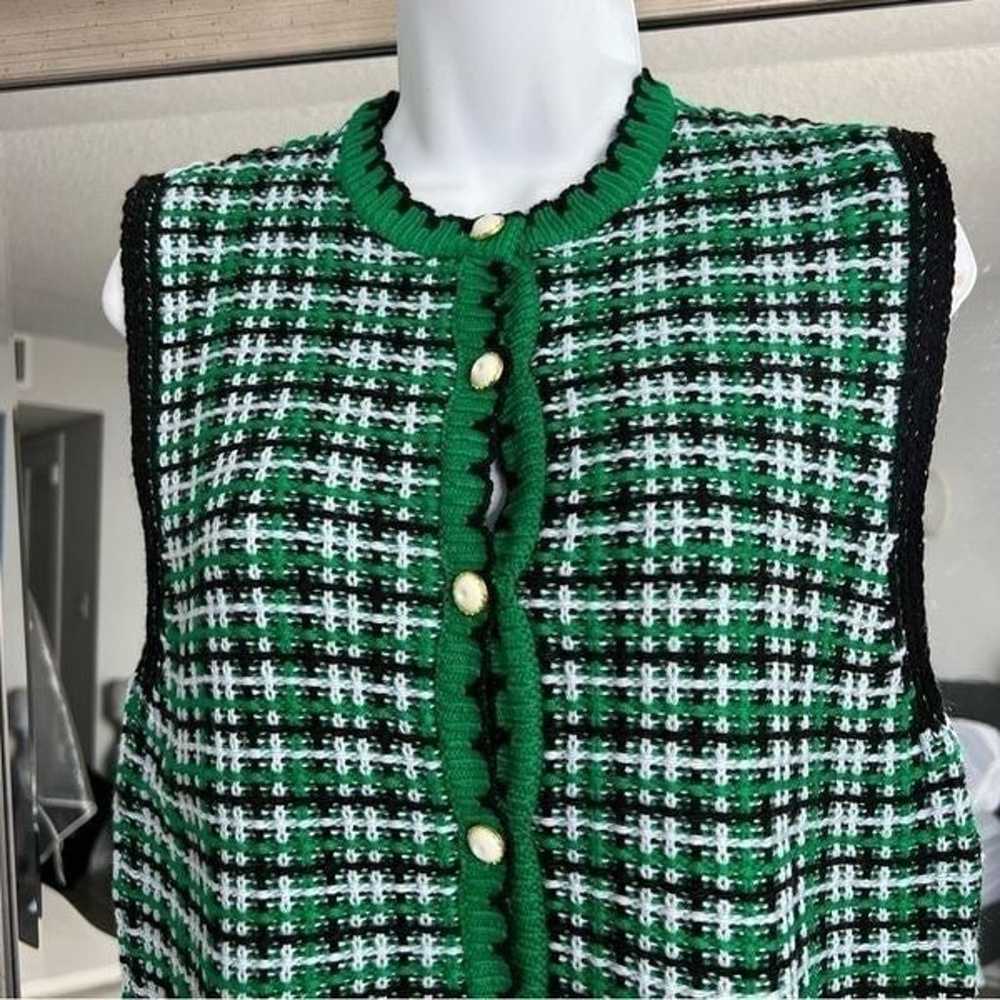 UNBRANDED Houndstooth Checked Knit Vest Sweater S… - image 2