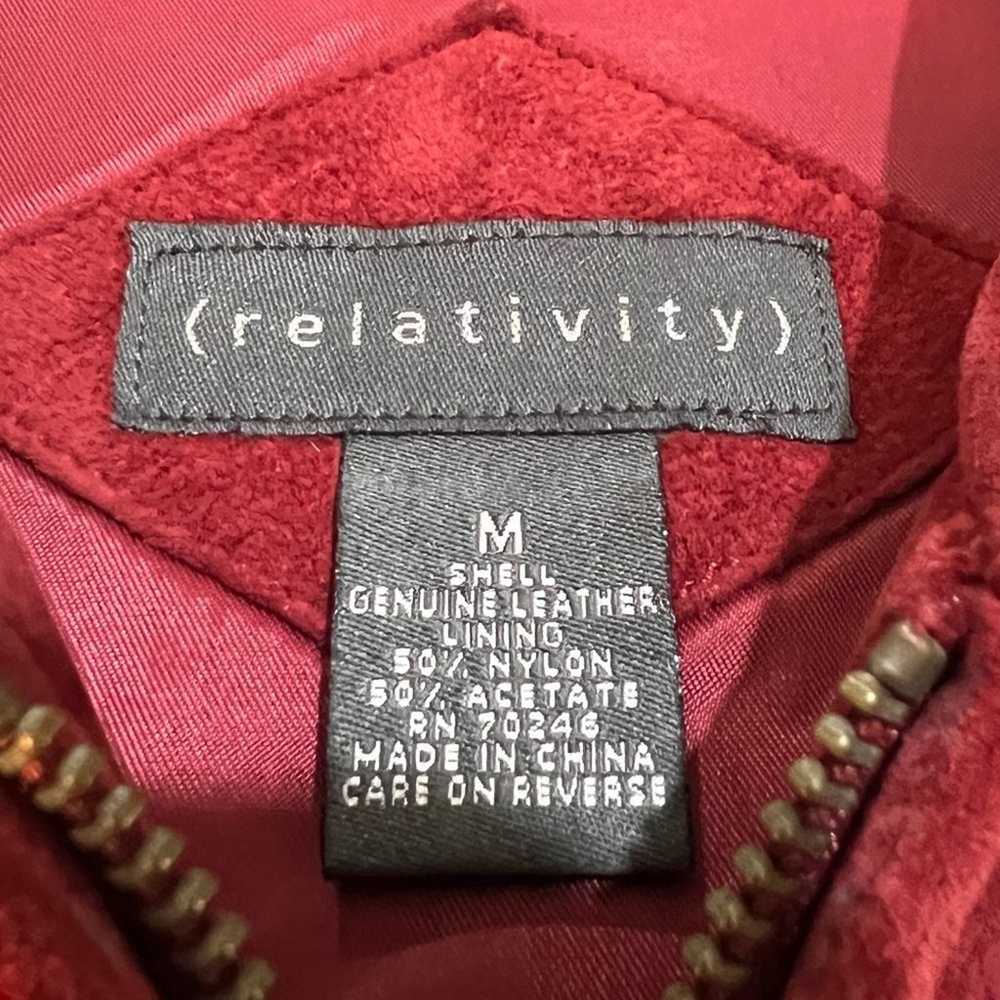 Vintage Relativity 90's Red Suede Leather Zip Jac… - image 2