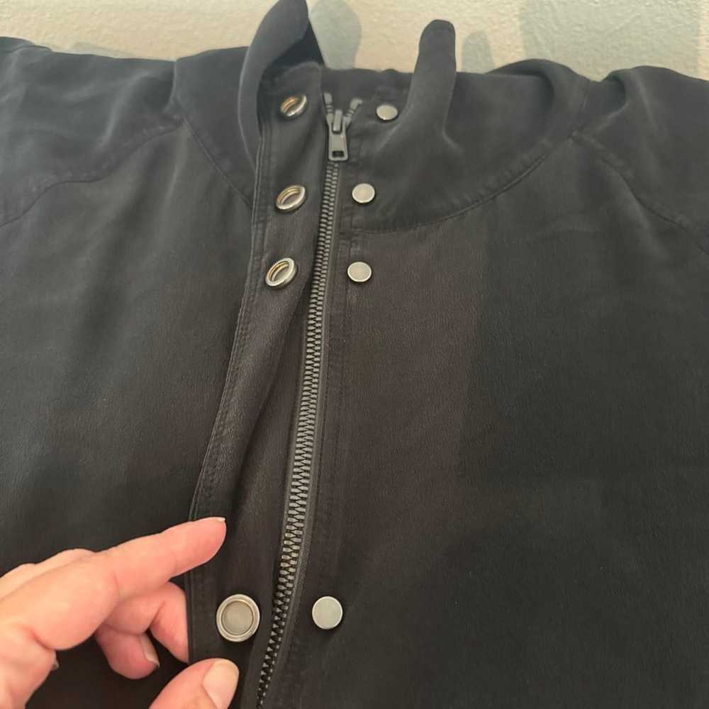Eileen Fisher Womens Black Silk Zip Bomber Jacket… - image 10