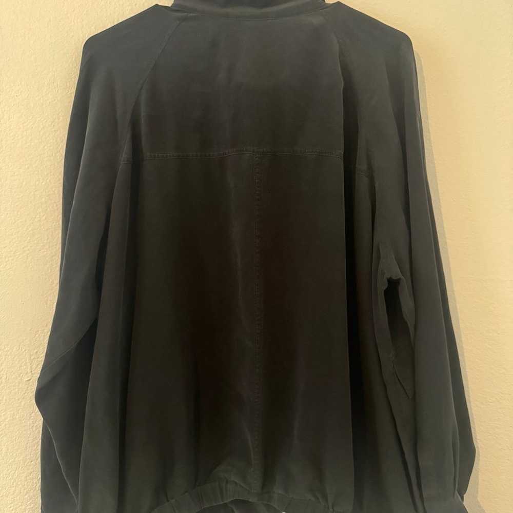 Eileen Fisher Womens Black Silk Zip Bomber Jacket… - image 2