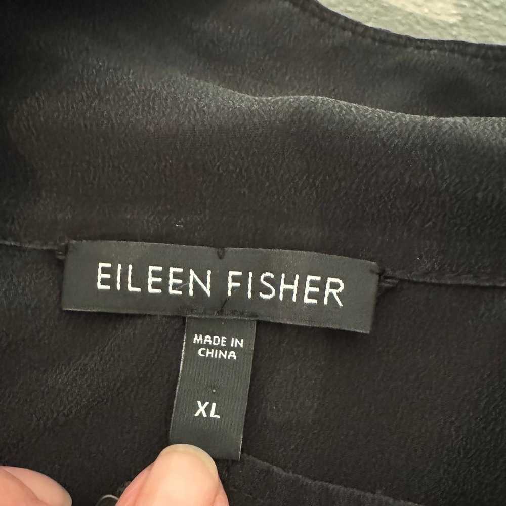 Eileen Fisher Womens Black Silk Zip Bomber Jacket… - image 8