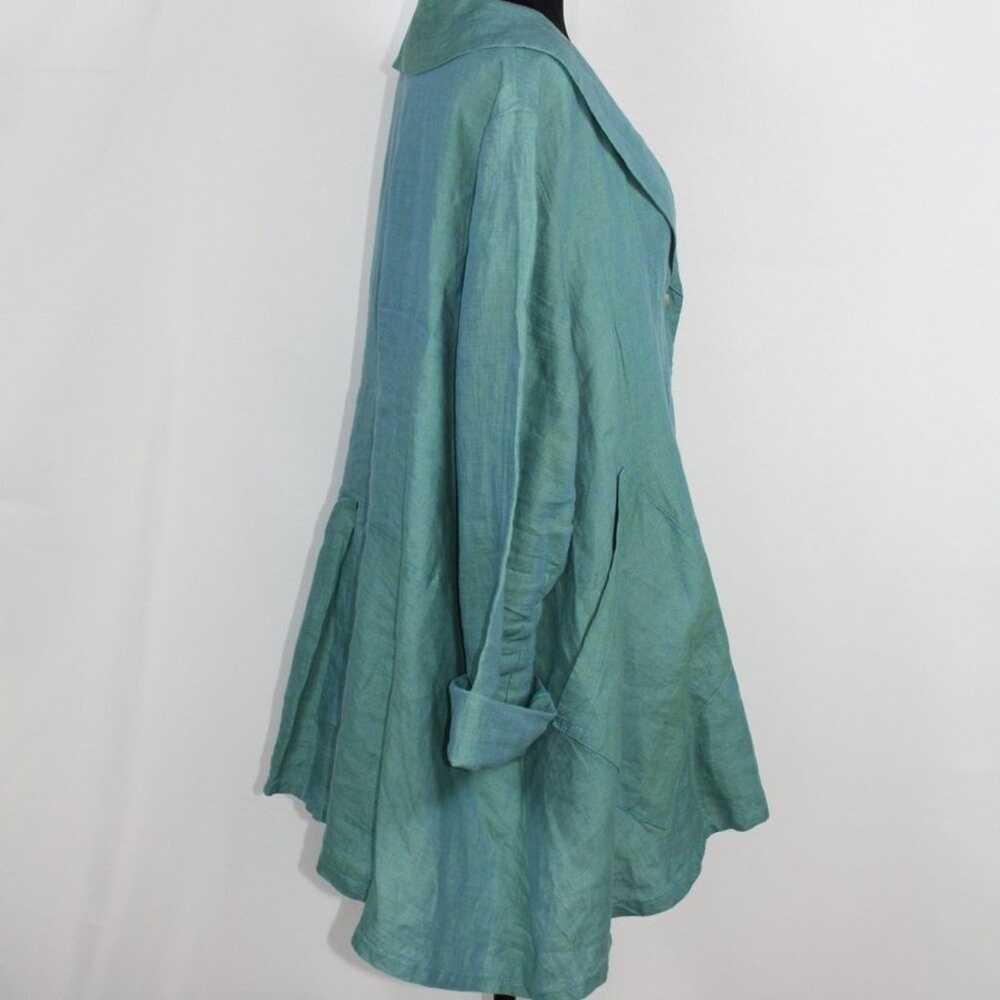 Bryn Walker Barnaby Blueish Green Linen Jacket - image 10