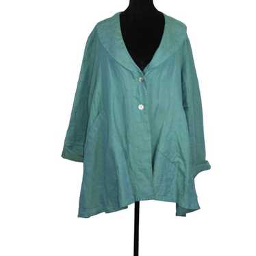 Bryn Walker Barnaby Blueish Green Linen Jacket - image 1