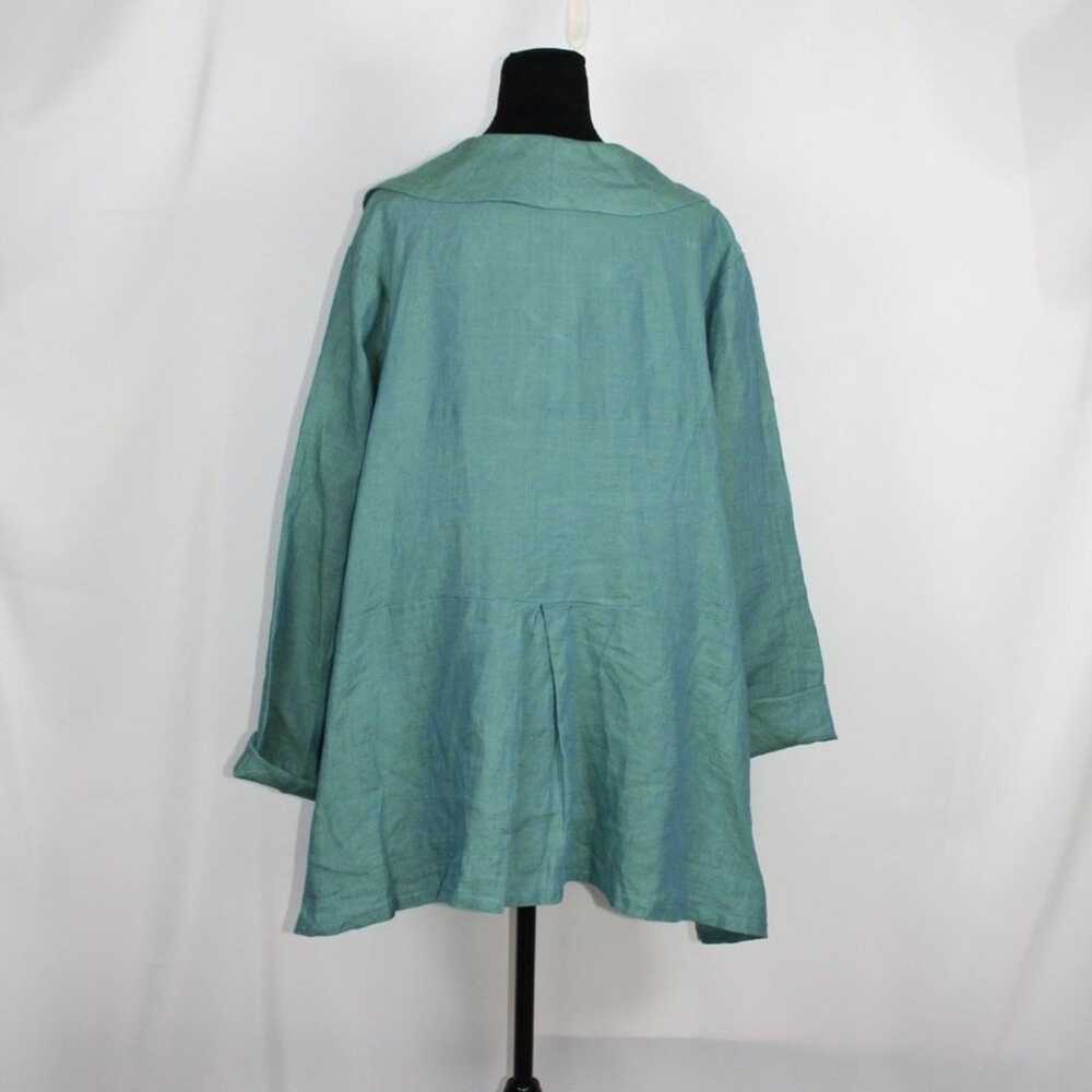 Bryn Walker Barnaby Blueish Green Linen Jacket - image 2