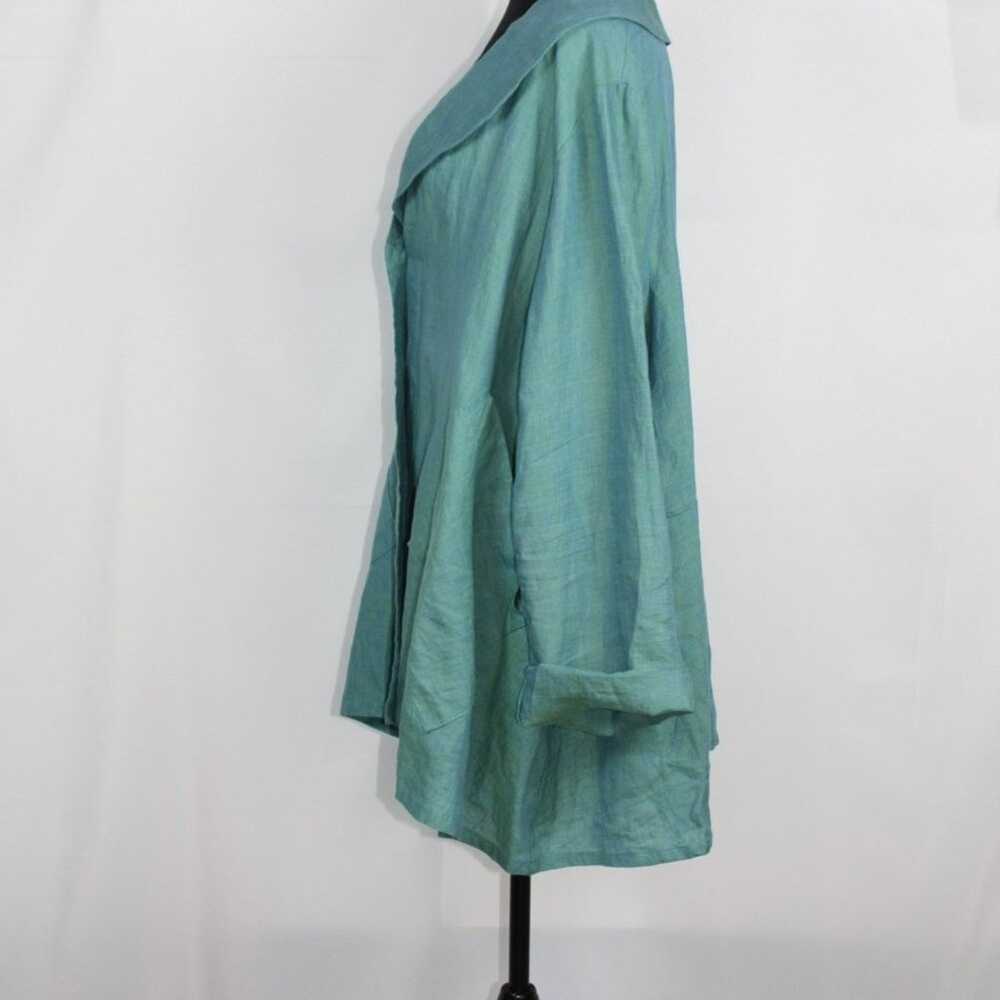 Bryn Walker Barnaby Blueish Green Linen Jacket - image 4