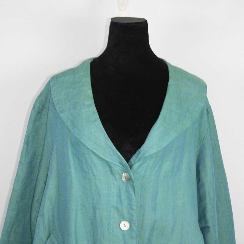 Bryn Walker Barnaby Blueish Green Linen Jacket - image 8